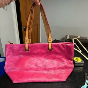 Dooney & Bourke Pink and Tan Wavy Shoulder Bag